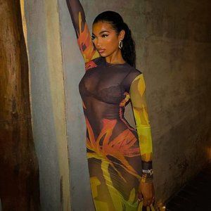 MESH Tropical Print Dress